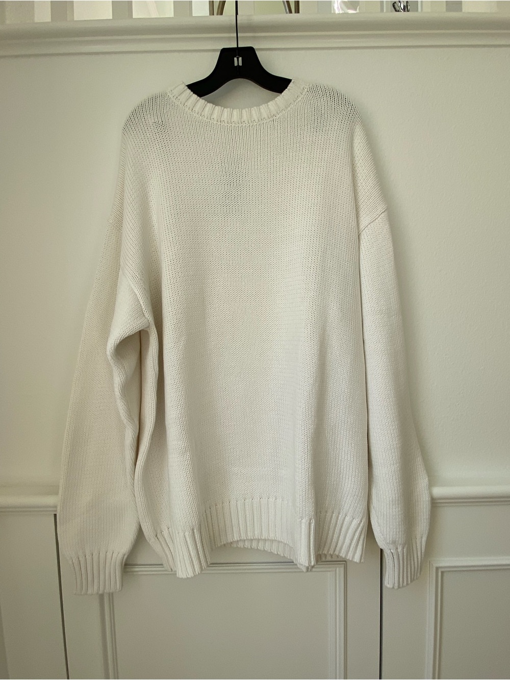 Carmar Denim Los Angeles Men's White Oversized Crewneck Knit Sweater